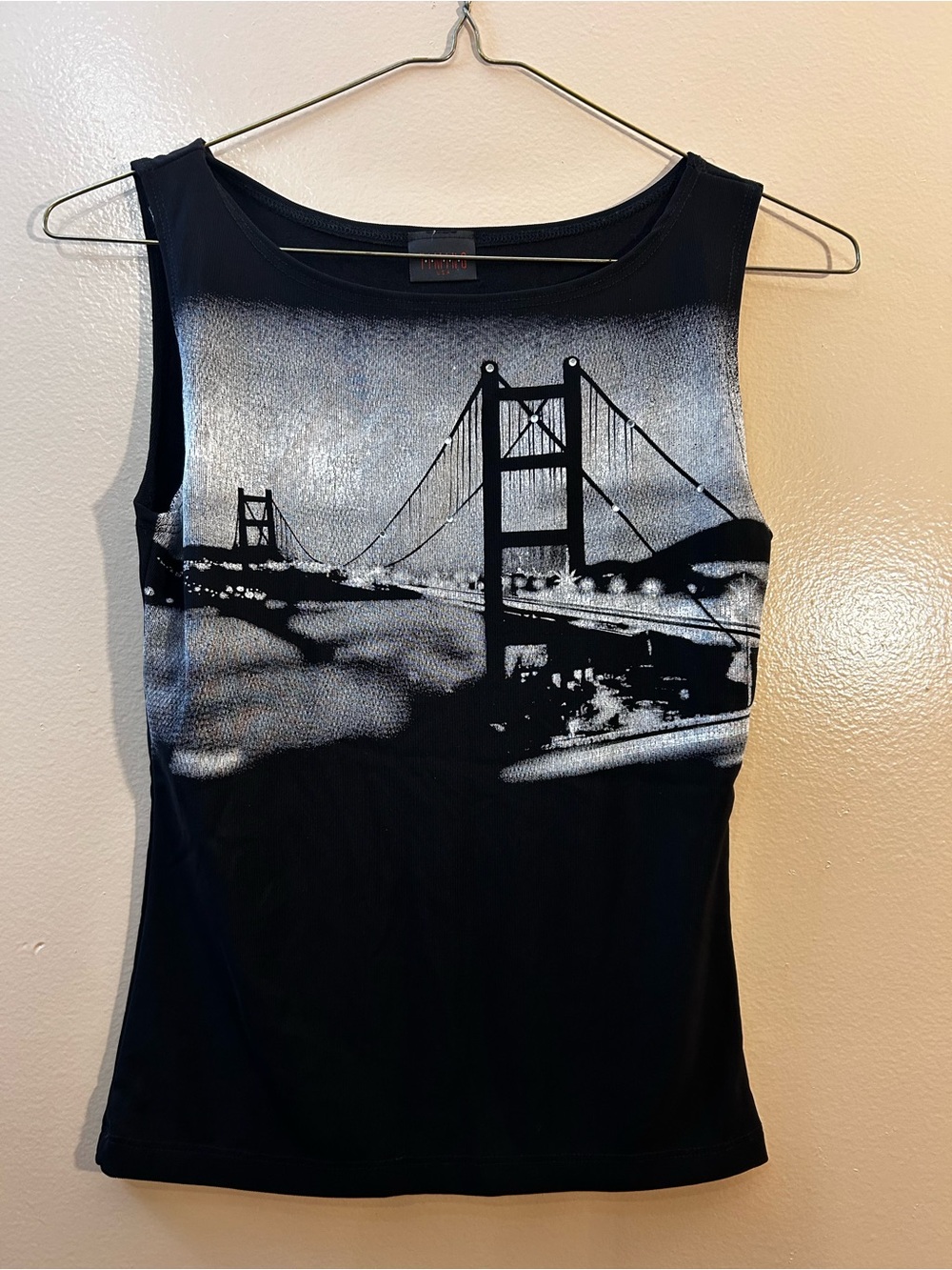 Thomas Sabo Black and Silver Skyline Graphic Short Sleeve Tee